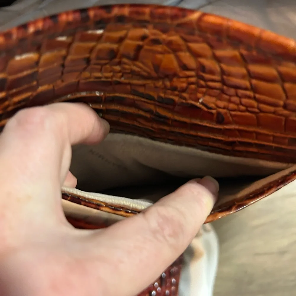 Brahmin Rich Brown Crocodile Embossed Tote & Wallet New